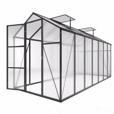 6x14FT Walk-in Outdoor Greenhouse - Polycarbonate Garden Greenhouse with Sturdy Aluminum Frame, Adjustable Vents, Lockable Door & UV Protection for Backyard