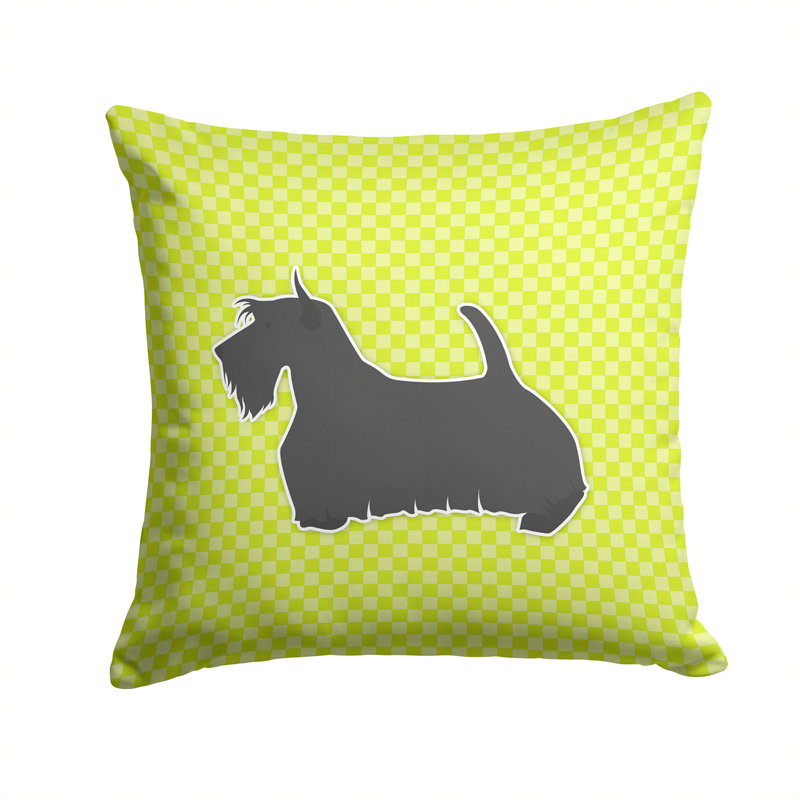 Coussin décoratif intérieur/extérieur carré terrier écossais, H 14 po x l 14 po x P 3 po, Vert