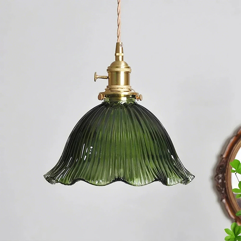 Flower Glass Shade Pendant Light, Green