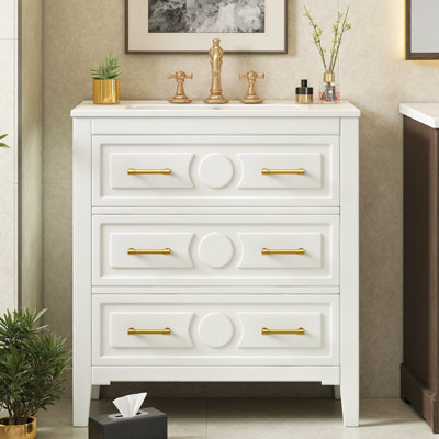 Ensemble de meuble-lavabo 30 po avec lavabo en céramique 30 po et 3 tiroirs