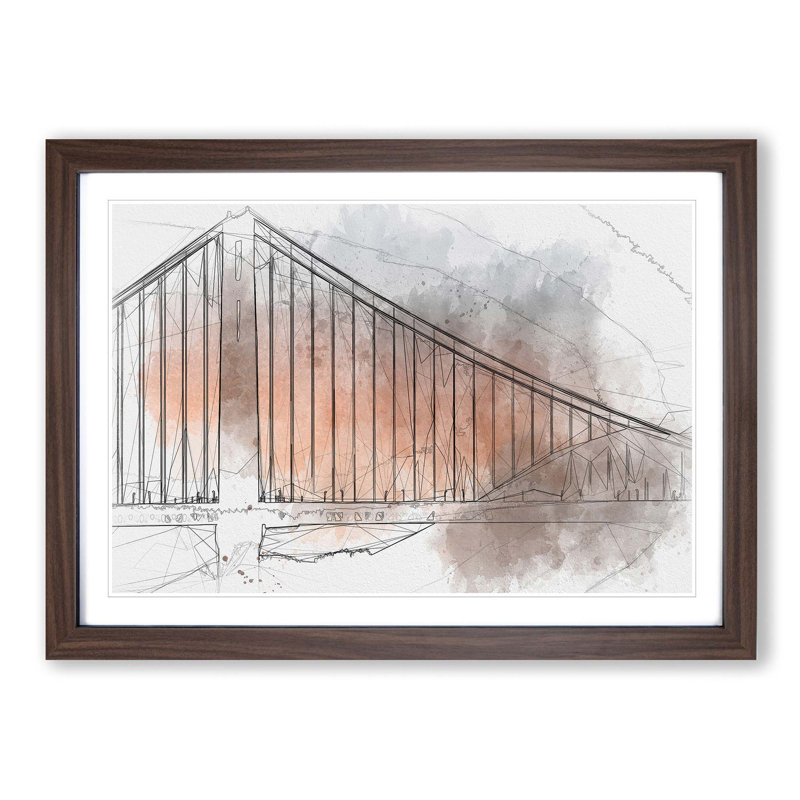 Sunset over Golden Gate Bridge in Abstract - Picture Frame Graphic Art Print, Walnut Framed, 48cm H x 65cm W x 2cm D
