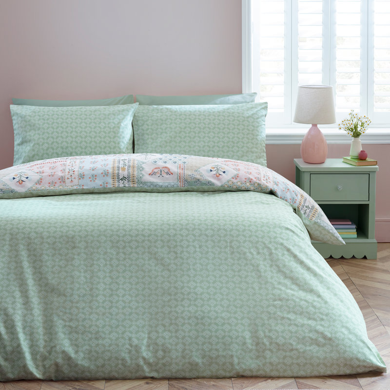 Folk Patchwork Reversible Duvet Cover Set, Single