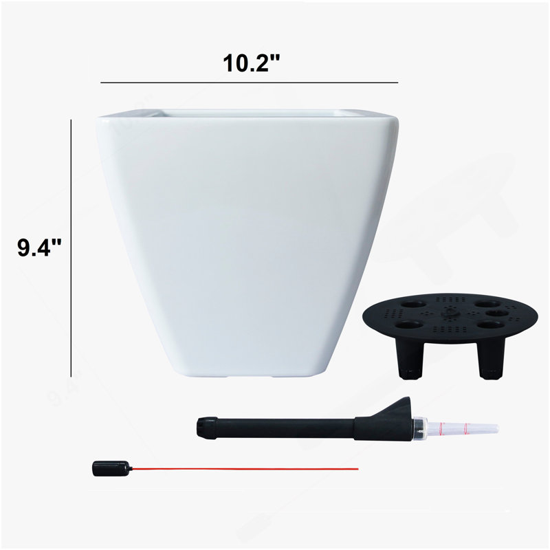 Ensemble de 2 pots à fleurs avec réservoir pour l'intérieur et l'extérieur - Blanc - Cône carré, Blanc
