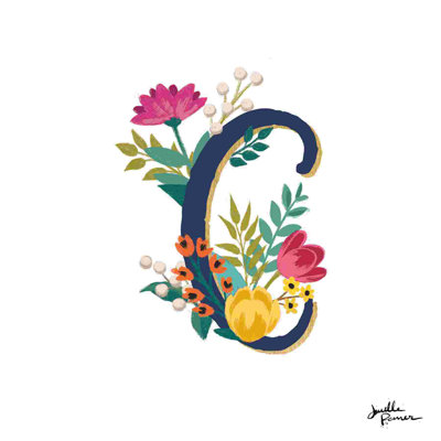«Romantic Luxe Monogram C Navy» par Janelle Penner - impression sur toile tendue