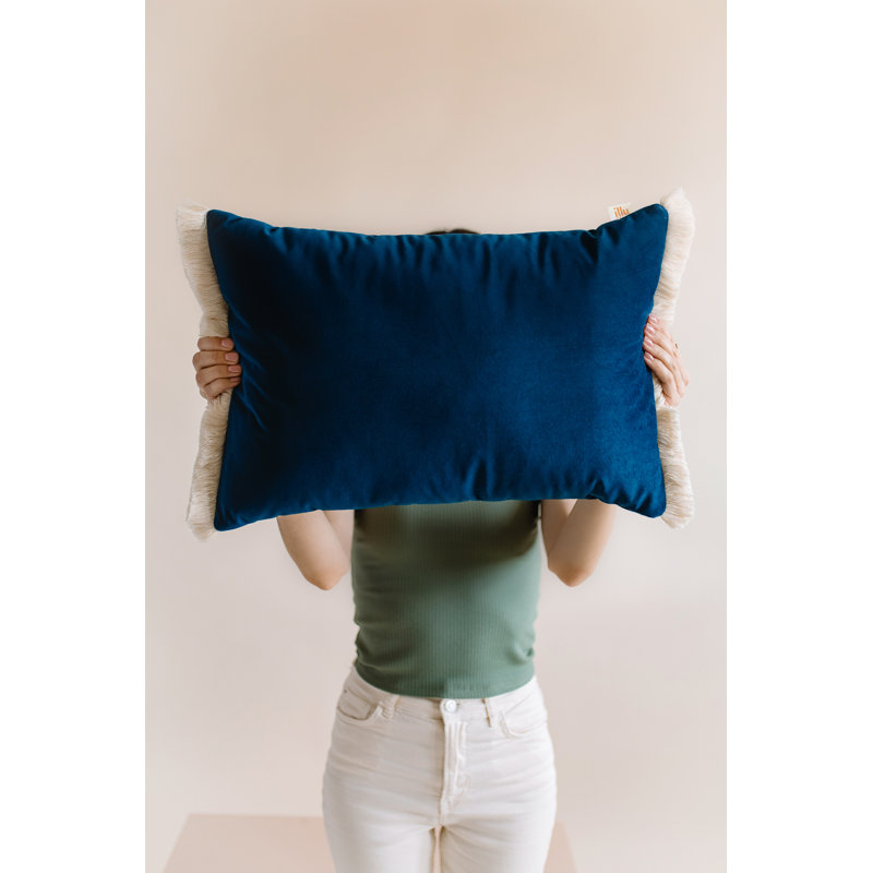 Velvet Dreamscape Rectangular Lumbar Cushion, Navy/Deep Blue