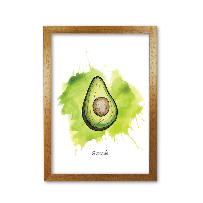 Avocado - Print, 42 cm H x 30 cm W x 5 cm D, Honey Oak Frame