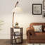 Blanc + tissu brun noyer + bois massif + lampes sur pied sans fer