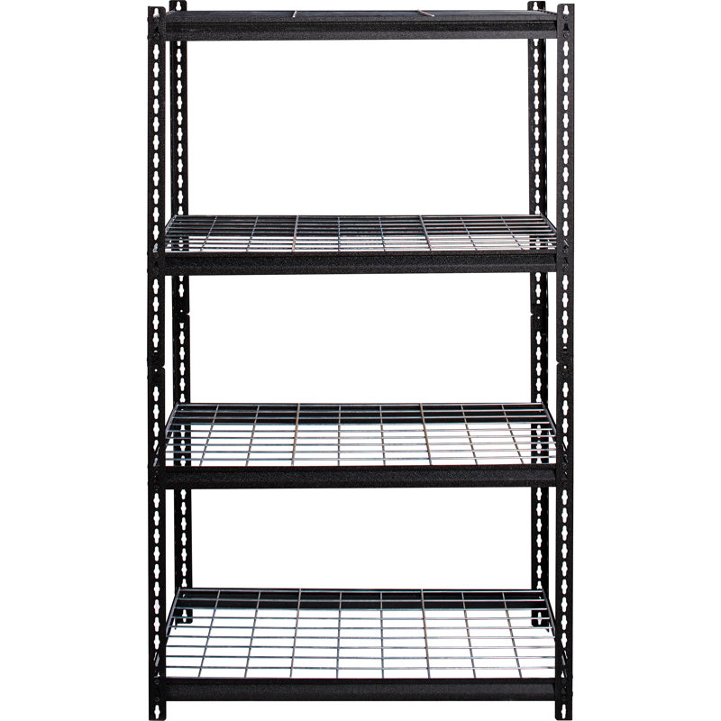 Versatile 36'' Black Steel Boltless Shelving Unit with Adjustable Height