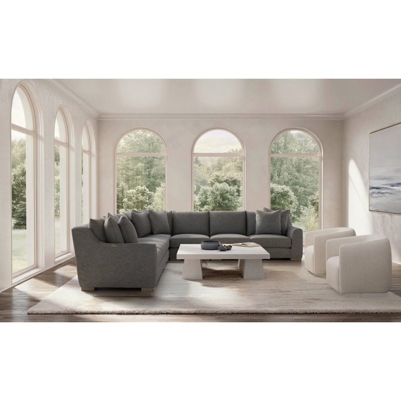 Sectional, Gray Polyester Blend, 35" H x  140" W x 140" D, Symmetrical