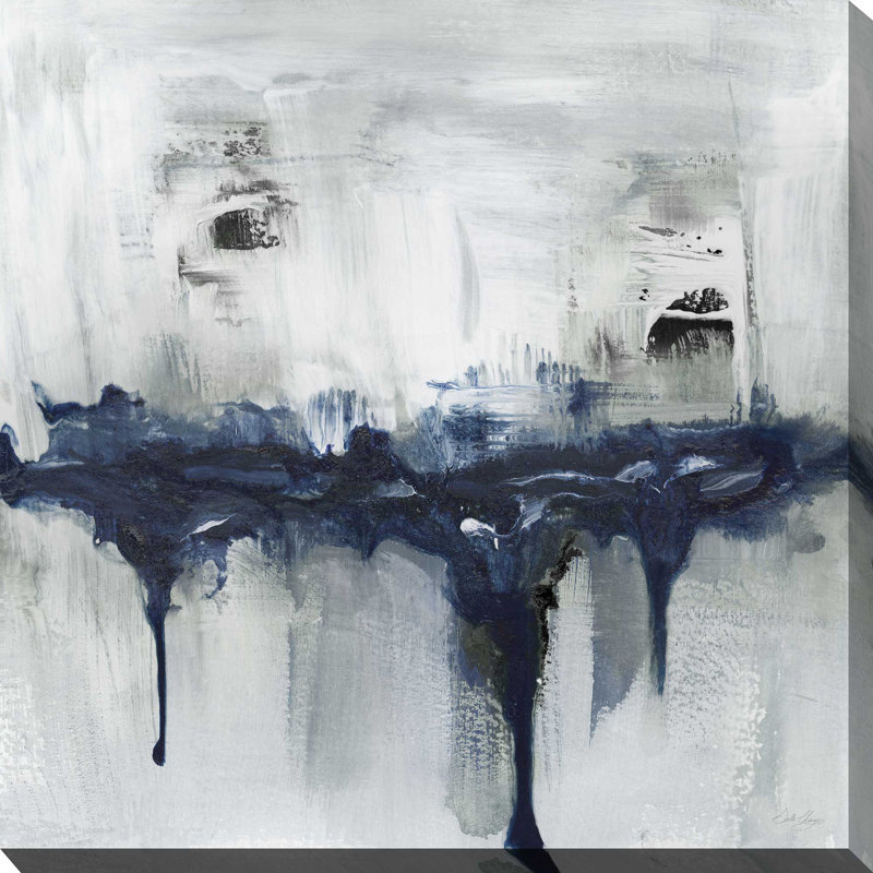 «Indyscape I» par Stella Chang - Peinture, L 18 po x H 18 po, Toile tendue