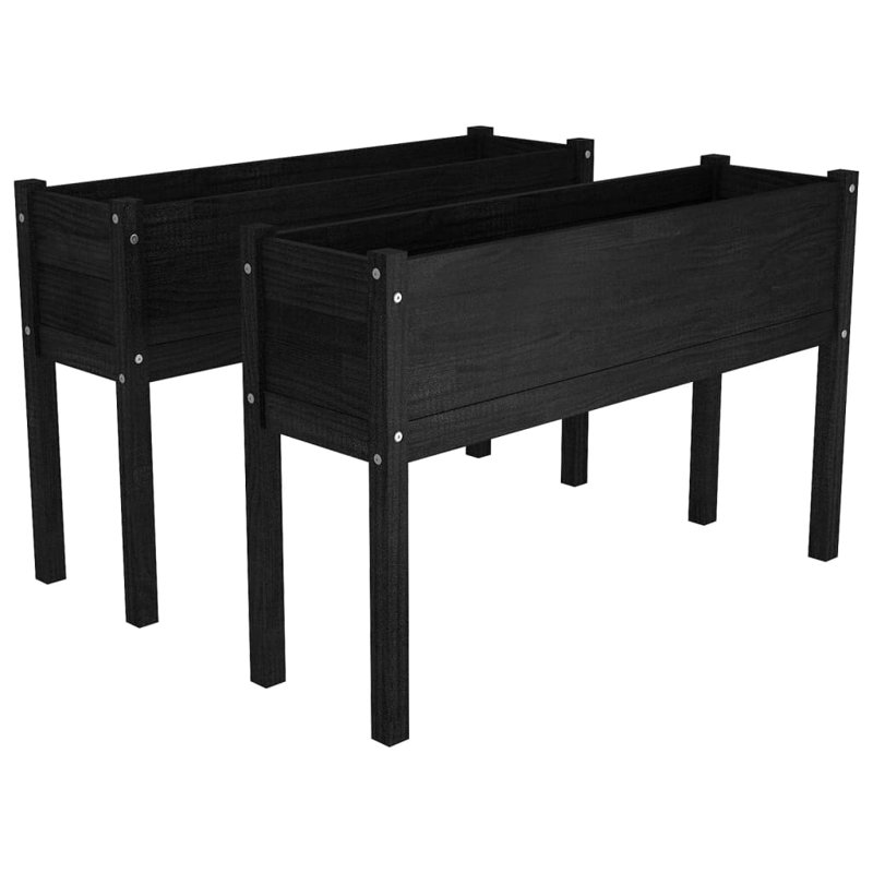 Wood Pot Planter, Black, 27.6" H x 43.3" W x 12.2" D