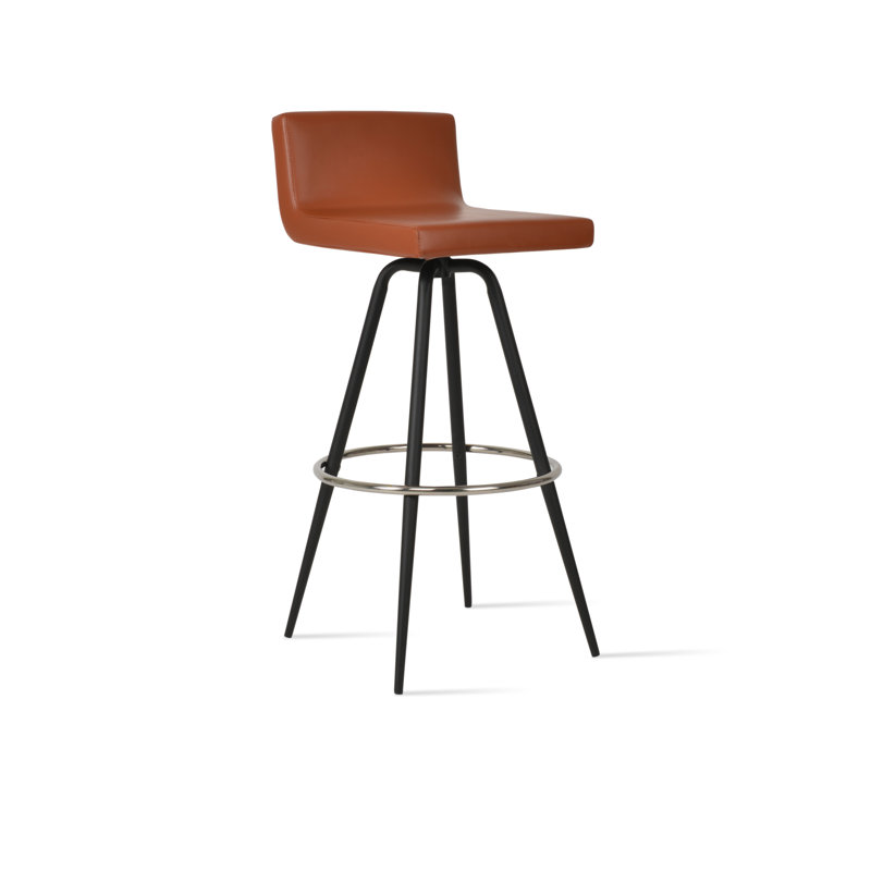 Tabouret pivotant Dallas Max, Noir, Tabouret de comptoir (siège d'une hauteur de 24 p, Cannelle