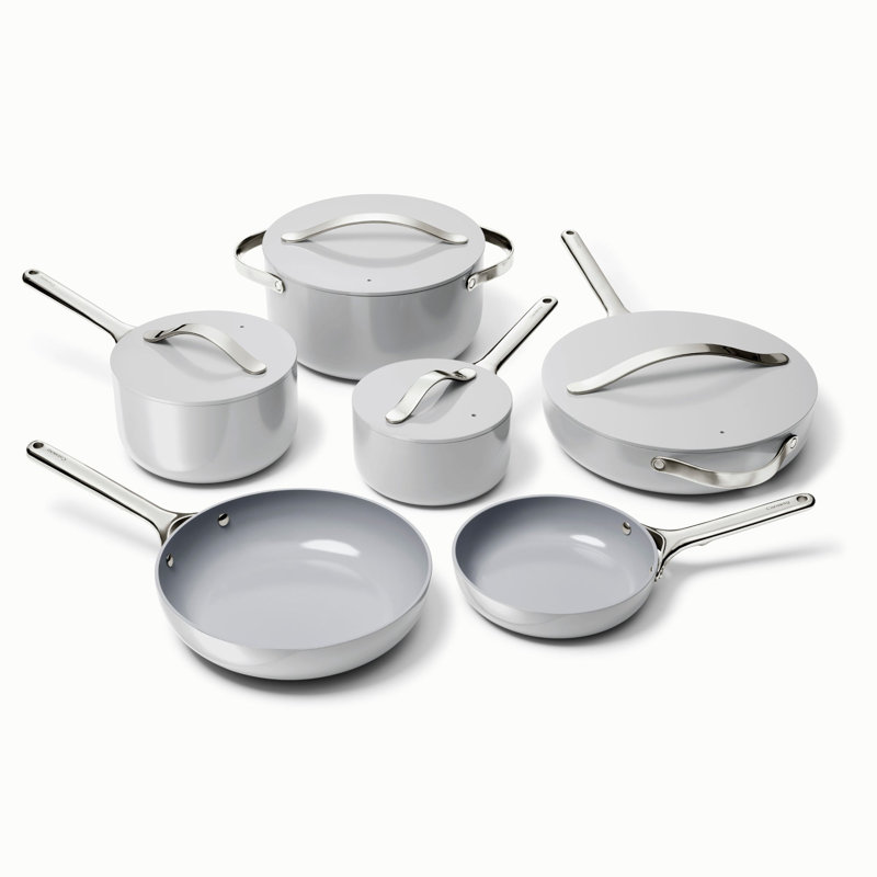 16 - Piece Non-Stick Aluminum and Stainless Steel Cookware Set, Gray