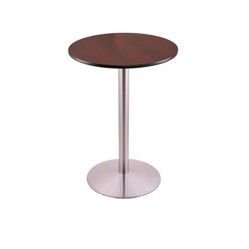 Table à piédestal à hauteur de bar, Diamètre de 24 po, Acier inoxydable, Noir, noir, noir, noir