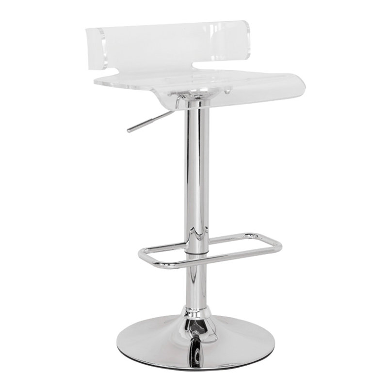 Tabouret pivotant réglable, Argenté/Transparent