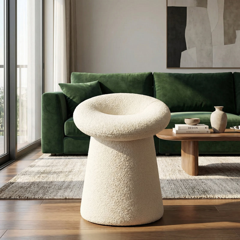 Tabouret décoratif en fer forgé blanc
