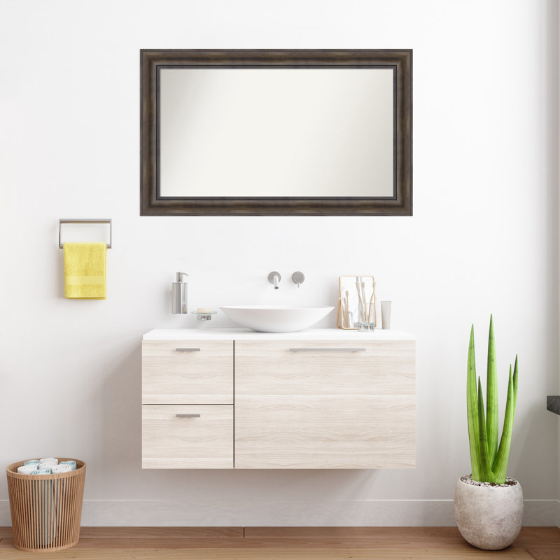 Miroir mural en bois massif Bostynn, Rectangle, H 25,5 po x l 41,5 po
