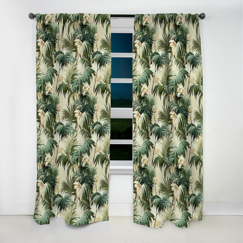 Iyana Whispering Palms Tropical Pattern I - Tropical Curtain - Velvet Room Darkening - 1 panel, 52" W x 120" L