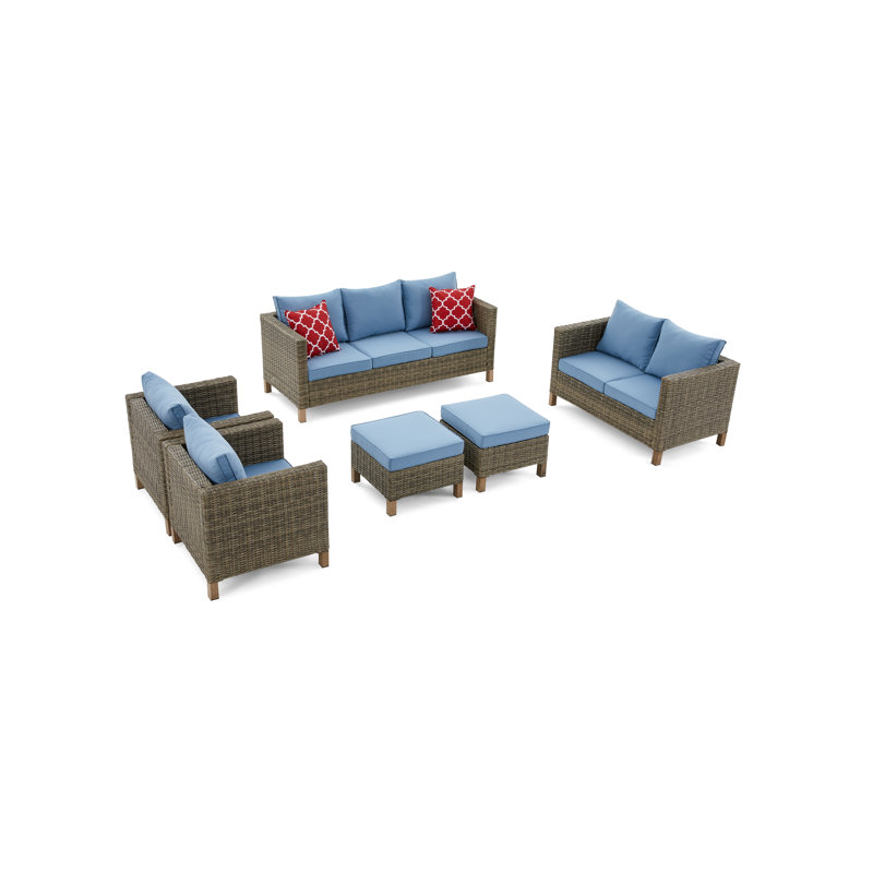 Duponta 9 - Person Patio Conversation Set with Cushions, Blue