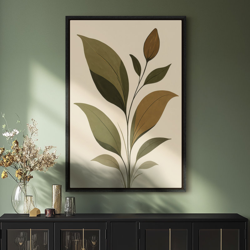 Art mural sur toile encadrée, feuilles, impressions murales décoratives pour chambre à coucher - 16 po x 24 po, Noir