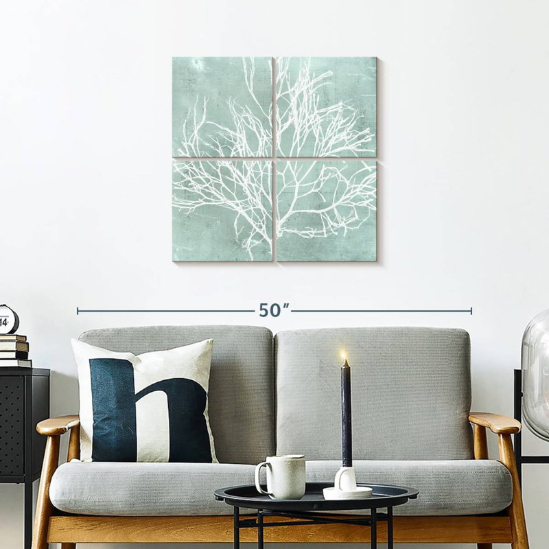Algue Brampt sur turquoise II, H 26 po x l 26 po