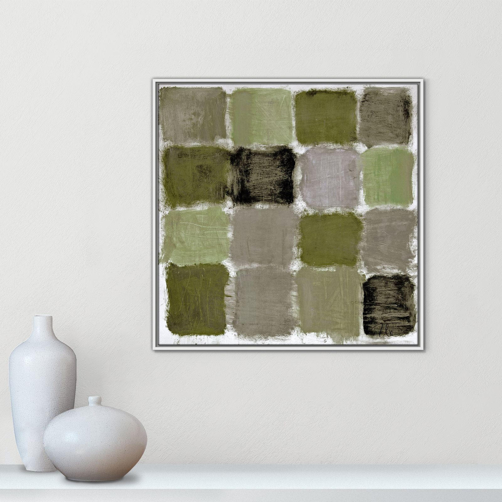 Coppola "Powder Room Green Reflections" Print, 31.5" H x 31.5" W, White
