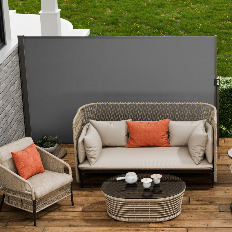 Gray 71 x 118 in. Retractable Polyester Side Awning