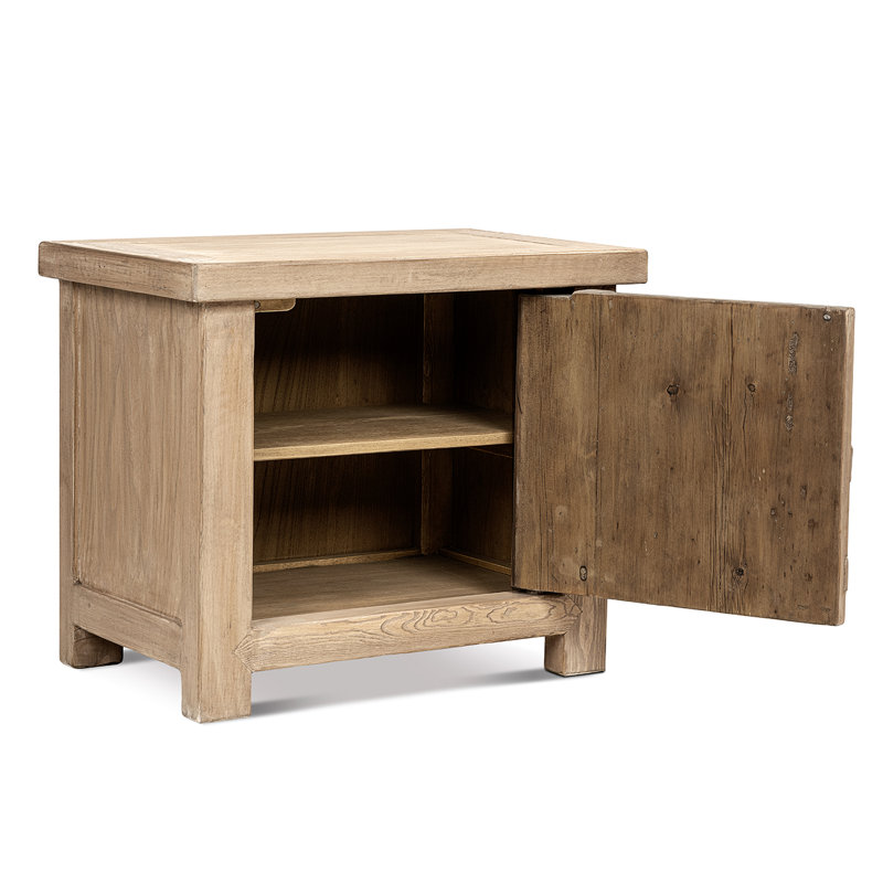 Table d'appoint gauche Sachin 28,5 po en pin massif recyclé, pin recyclé brun naturel, Left