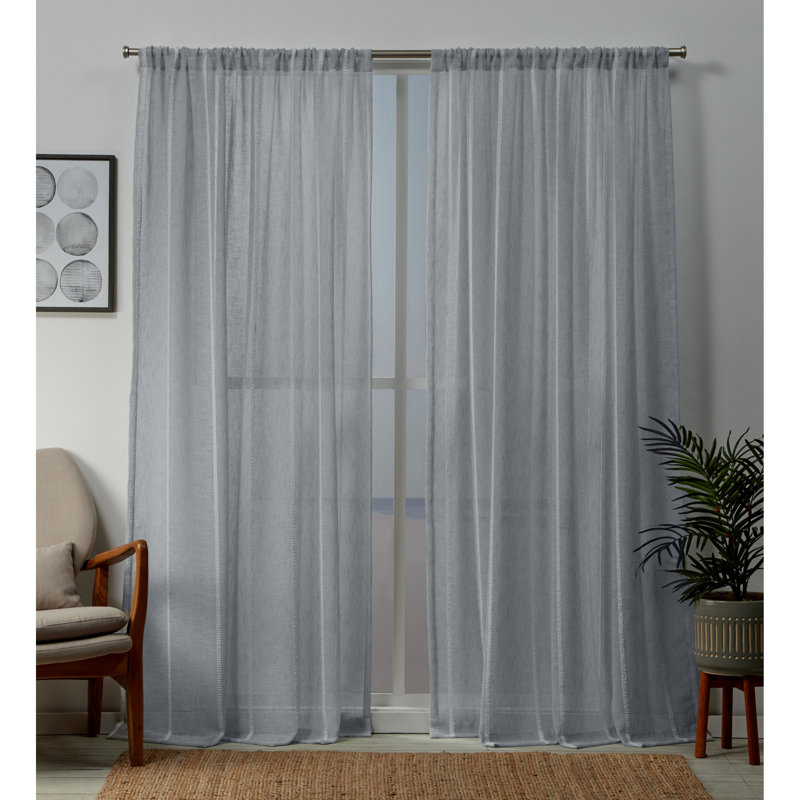 Vidal Sheer Curtain Pair, 54"W x 84"L, White