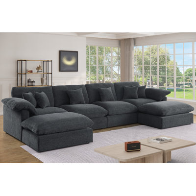 Modern Oversized 152" U-Shaped Modular Sectional Sofa Cloud Comfort with Removable Ottomans