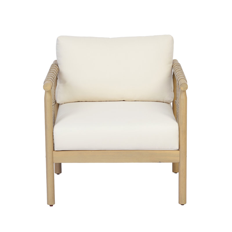 Fauteuil club en bois d'acacia, Teck clair