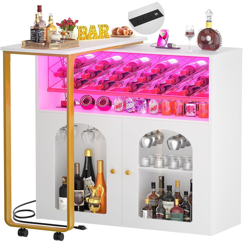 Bar avec rangement pour le vin Kolyu, White/Gold