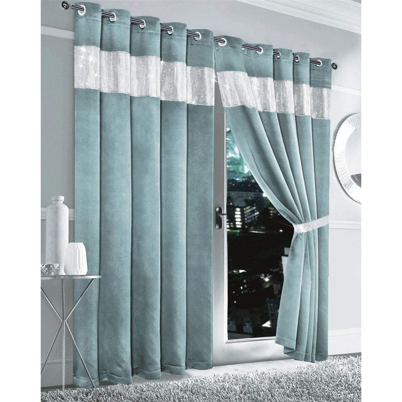 Blackout Curtain Panel Pair, 183cm Width x 167cm Drop, Blue