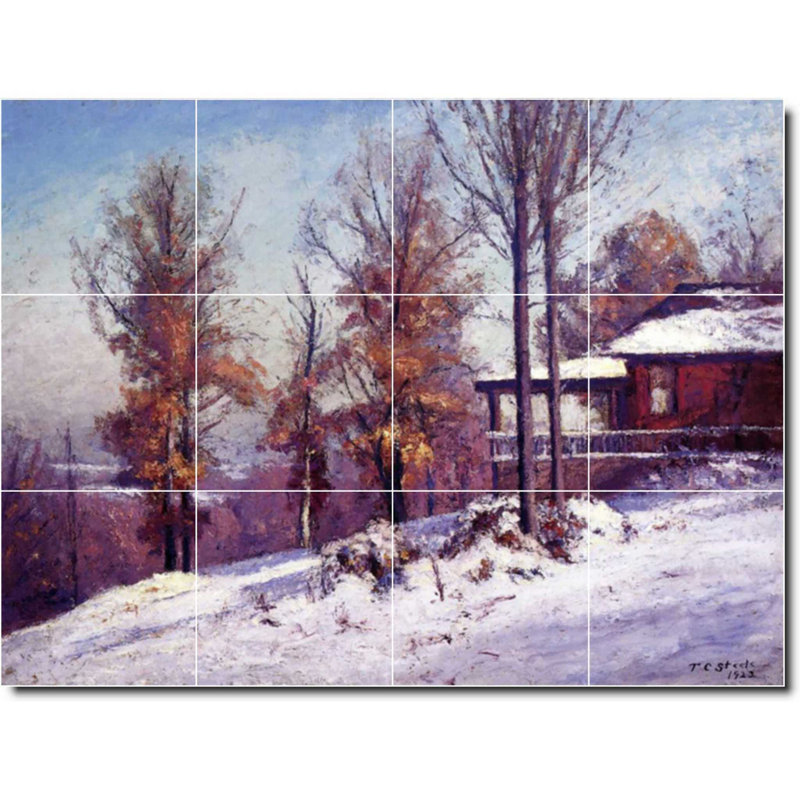 Carreau de peinture murale 48 po x 36 po 12 po x 12 po, Theodore Steele, peinture de paysage W08378