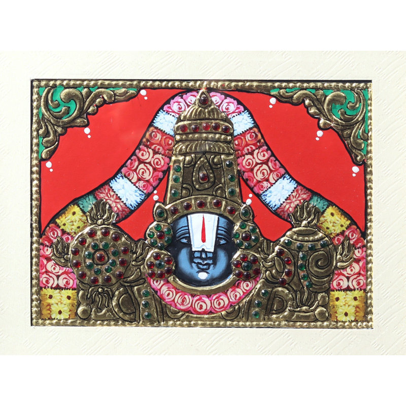 Tirupati Balaji (Venkateshvara) | Tanjore, peinture avec cadre