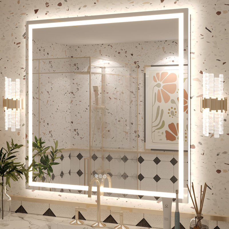 Miroir de salle de bain Molly Framelss, 36 po x 36 po, Transparent