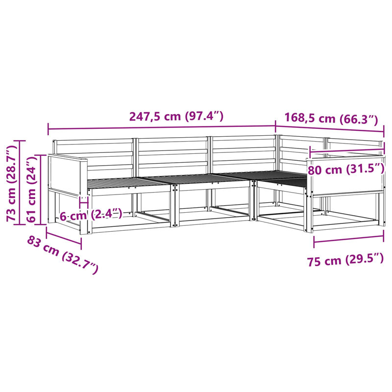 247.5cm Wide Patio Sectional, Natural