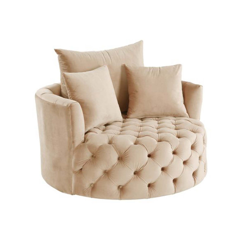 Chaise d'appoint Zunyas avec pivot, velours beige, Beige