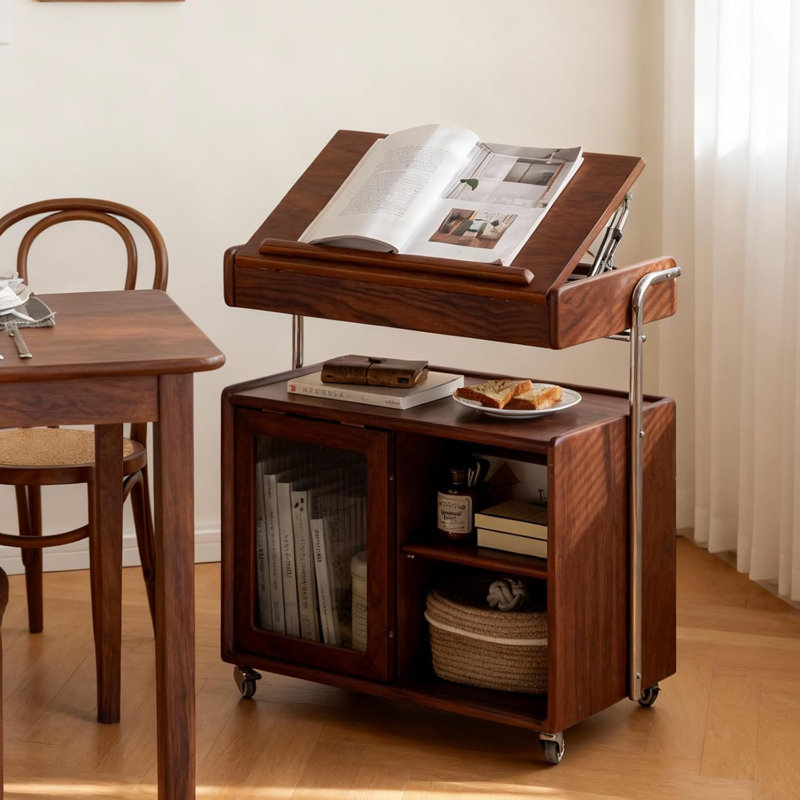 Table de bout en bois massif avec roulettes, Ensemble de 2, Teck