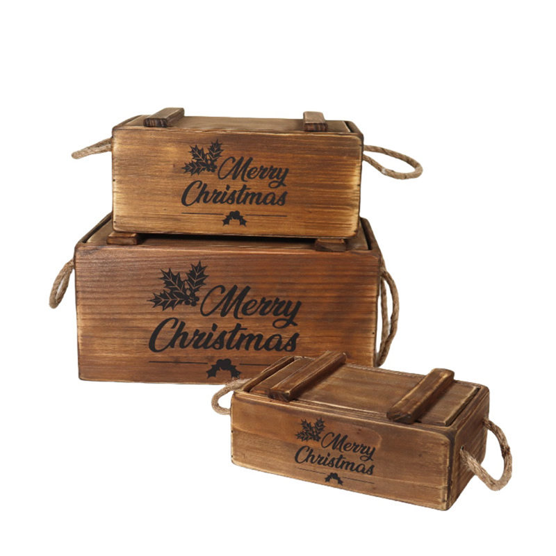 Annalin 3 Piece Handmade Wooden Decorative Box Set, Brown