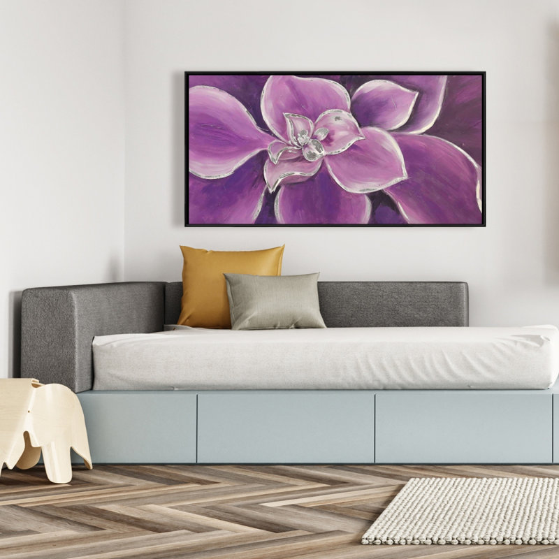 Purple flower closeup - 24"x48" Framed canvas
