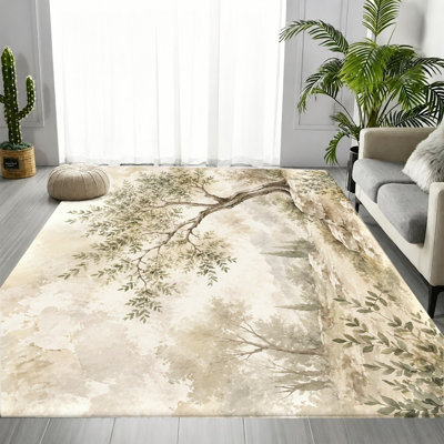 Tapis à motif d'aquarelle rétro, motif de paysage esthétique, tapis antidérapant lavable à la machine, charmante décoration intérieure pour salon, chambre à coucher, bureau, salle à manger, balcon, appartement