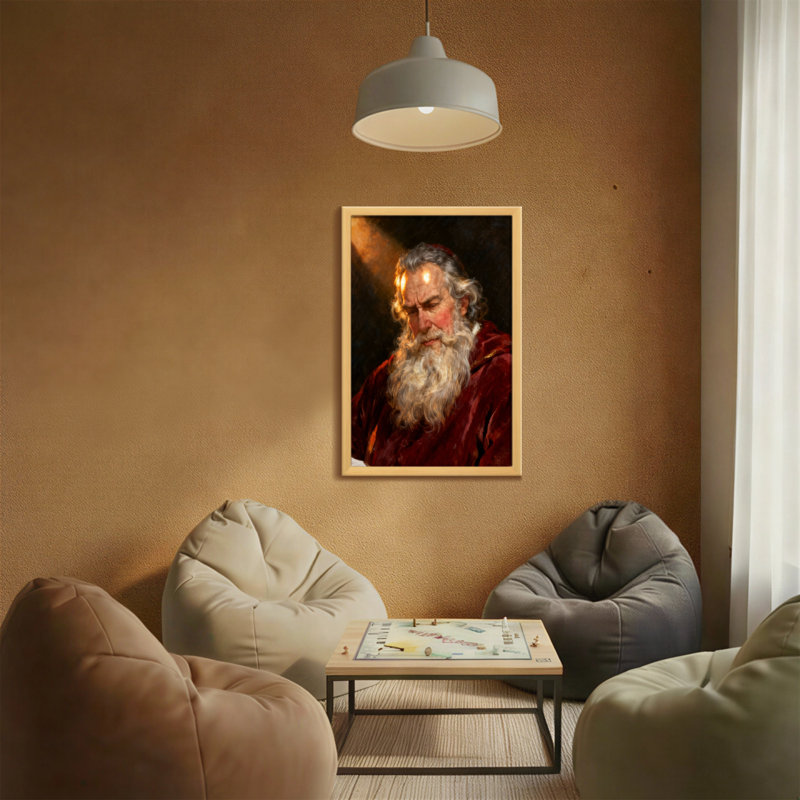 Noël vieillard avec longue barbe blanche et robe rouge, H 18 po x l 12 po
