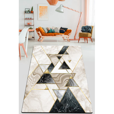 Premium Area Rug (3.3 x 5.9 ft), Soft 100% Polyester, 0.4 in Pile Height | Antibacterial, Non-Slip Underside, Machine Washable | Perfect for Living Room, Bedroom & Dining Room, Stylish & Easy to Clean