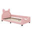 Lit de jour simple rembourré, structure de lit de jour en bois avec tête de lit, lit plateforme en cuir de polyuréthane pour filles, profil bas simple sans sommier