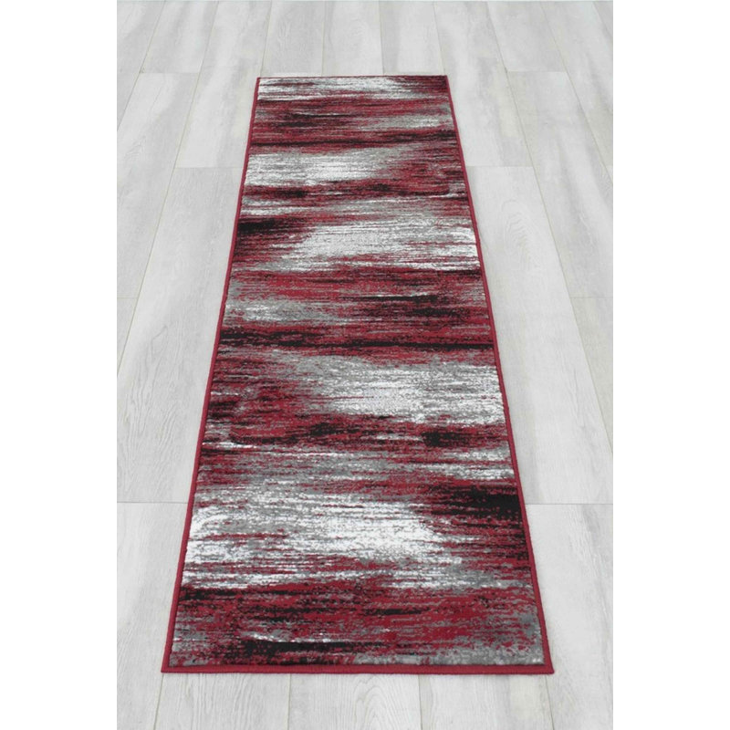 Tapis géométrique tissé à la machine, Tapis de couloir 2 pi x 7 pi