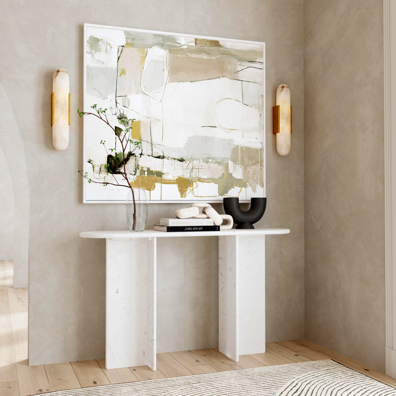 Vienna 54 in. W Rectangular 100% Marble Console/Sofa Table
