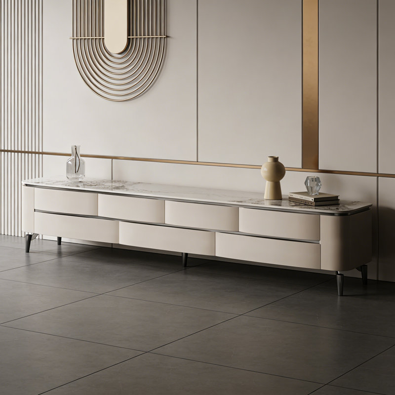 Meuble télé italien minimaliste et luxueux, H 21,65 po x L 78,74 po x l 15,74 po
