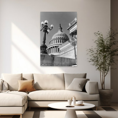 1950S 1960S Low Angle View Of The Capitol Building Dome And Architectural Details Washington Dc Usa Classic Retro Vintage Architecture Urban Wall Art