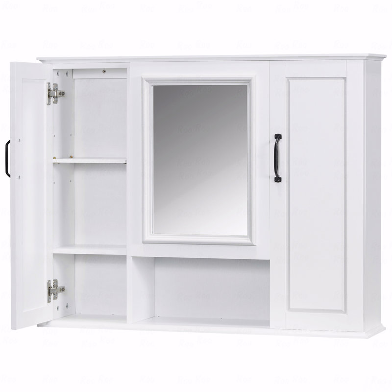 Armoire à pharmacie 36 po, armoire de rangement murale pour salle de bain, armoire murale moderne avec miroir, armoire à miroir avec 3 portes (meuble-lavabo non inclus)